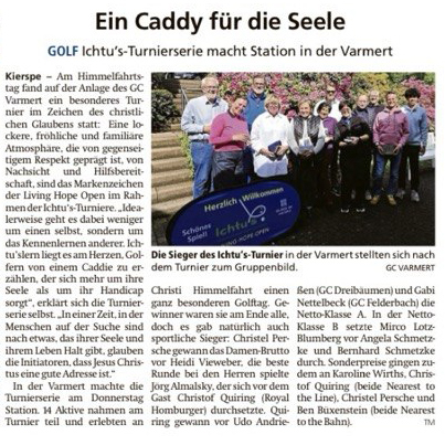 Artikel aus Lüdenscheider Nachrichten zum Ichtu's-Turnier in der Varmert – Mai 2026